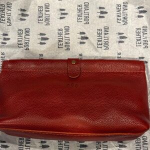 Portland Leather Chili Red Leather Clutch Framed Pouch